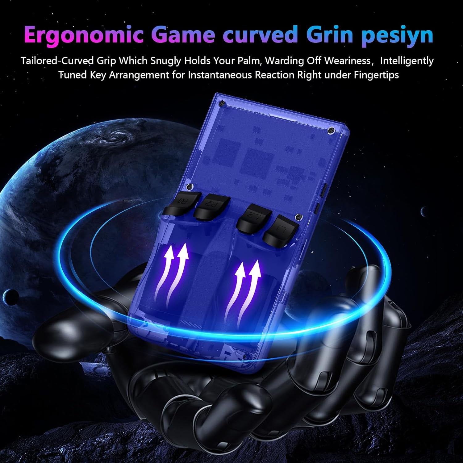 R36MAX Retro Handheld Game Console, 4.0 Inch 720X720 IPS Screen, 64GB Built-In 18,000+ Classic Game, Portable Hand Held Open Source Linux System, 4000Mah Battery Retro Gaming Console(Blue 64GB)